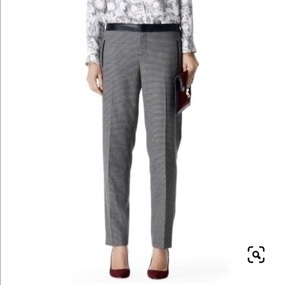Club Monaco | Aida Pants Grey Tweed Wool Leather Trim Slacks NWT size 12